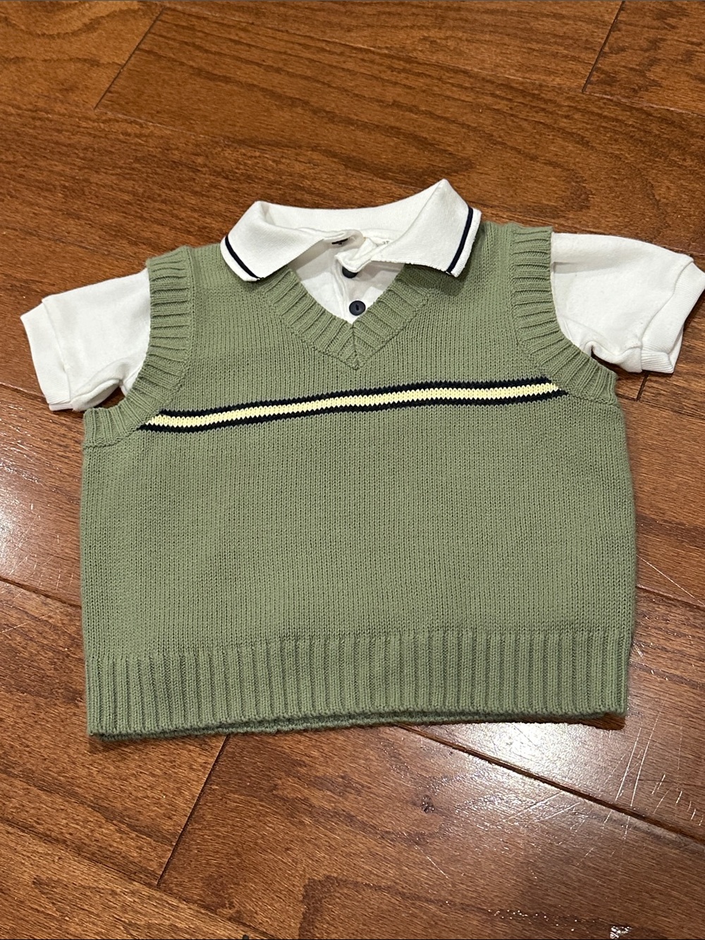Circo boys olive green vest and white polo combo